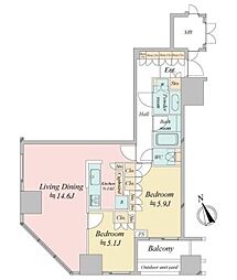 ウエストパークタワー池袋 2LDKの間取図画像