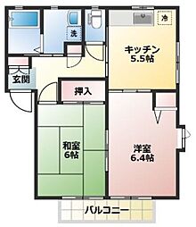ヒルサイドテラス1 2Kの間取図画像