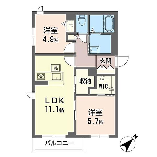 エクラシエ 00101｜神奈川県相模原市南区上鶴間本町５丁目(賃貸マンション2LDK・1階・55.25㎡)の写真 その2