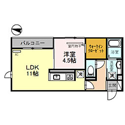 エクセレート 3階1LDKの間取り