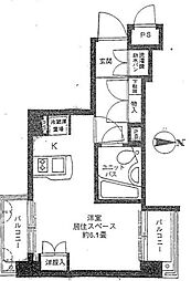ワコーレ北千住 ワンルームの間取図画像