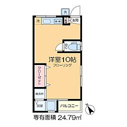 たちばな荘 2階ワンルームの間取り