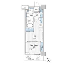 パークアクシス門前仲町テラス 1DKの間取図画像