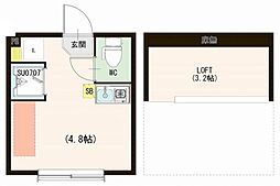 Cielodelamusica ワンルームの間取図画像