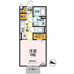 シクルアヴェニュー 2階1Kの間取り