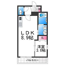 安芸津マンション 1LDKの間取図画像