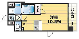 プレサンスKOBEアモーレ 1Kの間取図画像