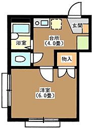 セブン駒大 1Kの間取図画像