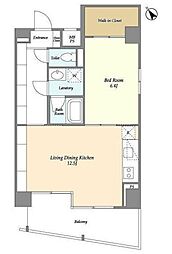 テラス八丁堀 6階1LDKの間取り
