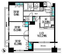 パークキューブ京王八王子2 3LDKの間取図画像