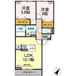 D-ROOM N 3階2LDKの間取り