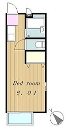 大野レジデンスＢ棟 1階1Kの間取り