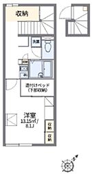 レオパレス新町2 1Kの間取図画像