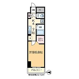 タウンコートサカエ 4階1Kの間取り