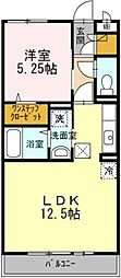 ボンヌールV 1階1LDKの間取り