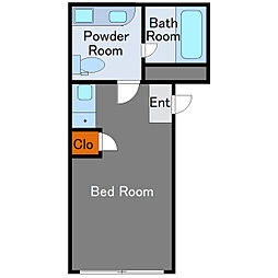 Arrowsal　SHINKAWA 2階ワンルームの間取り