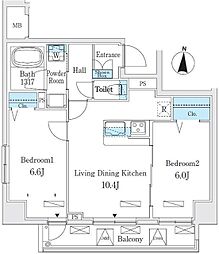 クラリティア板橋本町 6階2LDKの間取り