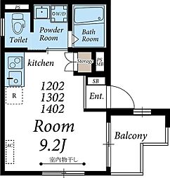 エクレーレ舜プリモ 2階ワンルームの間取り