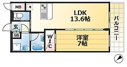 プレジオ神戸長田 1LDKの間取図画像