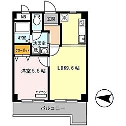 ヌカタヒルズ 1LDKの間取図画像