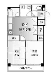 ハイリッジタワーズ1 2DKの間取図画像