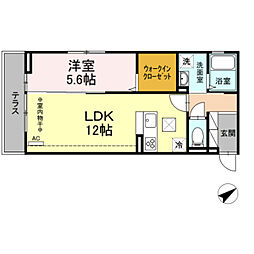 JR横浜線 相模原駅 徒歩8分の賃貸アパート 1階1LDKの間取り