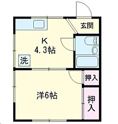コーポヨシダ 1Kの間取図画像