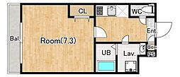 ジーメゾン春日部南中曽根 1Kの間取図画像