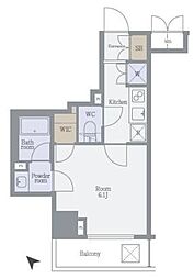 パレステュディオ文京根津 1Kの間取図画像