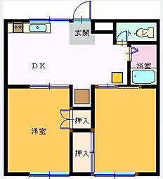 八木コーポB 2DKの間取図画像