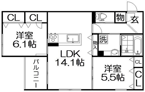 Emouvoir 303｜大阪府枚方市伊加賀西町(賃貸アパート2LDK・3階・63.09㎡)の写真 その2