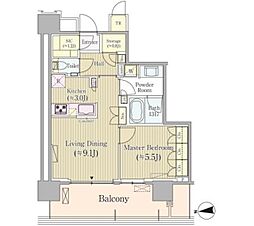 パークシティ中央湊ザタワー 1LDKの間取図画像