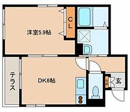 メゾンラフィネ 1DKの間取図画像