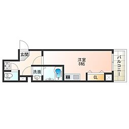 JR大阪環状線 西九条駅 徒歩3分の賃貸マンション 4階ワンルームの間取り