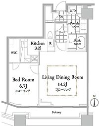 コンシェリア西新宿タワーズウエスト 1LDKの間取図画像