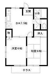サマックスビレッジC 2DKの間取図画像