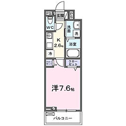 ヒカルサ川口芝西 1Kの間取図画像