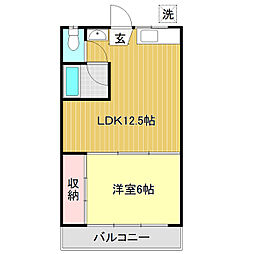 高の森コーポ 1DKの間取図画像