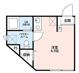 アムール板橋中台 3階ワンルームの間取り