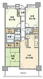 ダイアパレス京葉蘇我V 7階3LDKの間取り
