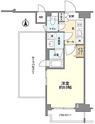 コンシェリア三田東京プレミアム 13階1Kの間取り