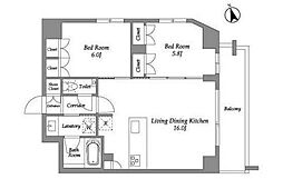 ＥＮｅｔｉａｌ代官山 9階2LDKの間取り