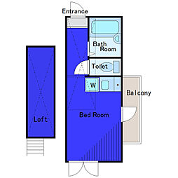 京急空港線 穴守稲荷駅 徒歩6分の賃貸アパート 3階ワンルームの間取り