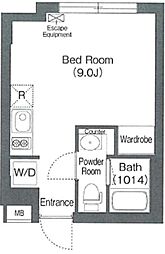 エスタート大井町フォレスト 3階ワンルームの間取り