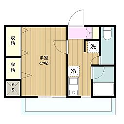 K.Mパークサイド 1Kの間取図画像