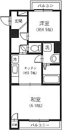 大高ロイヤルマンション 2Kの間取図画像