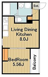 GRADUS上溝3 1階1LDKの間取り