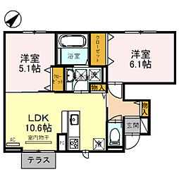 Honu・Repos 1階2LDKの間取り