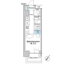 MFPRコート武蔵小山 1Kの間取図画像