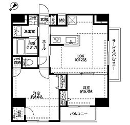プレール・ドゥーク板橋 14階2LDKの間取り